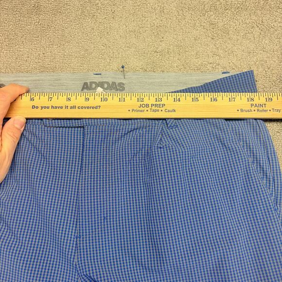 Adidas Climalite Golf Pants Men 36x32 Blue Checkered Stretch Golfing Performance - Picture 6 of 9